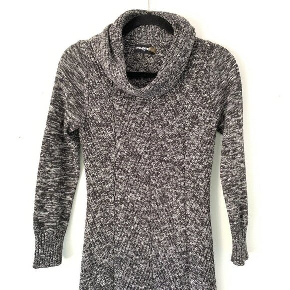 Karl Lagerfeld Size XS Gray Cowl Neck Knit Sweater Dress Modest Sheath A-Line - Picture 6 of 6